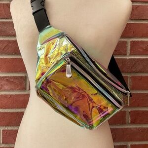 Holographic Metallic Gold Shiny Iridescent Fanny Pack Belt Bag